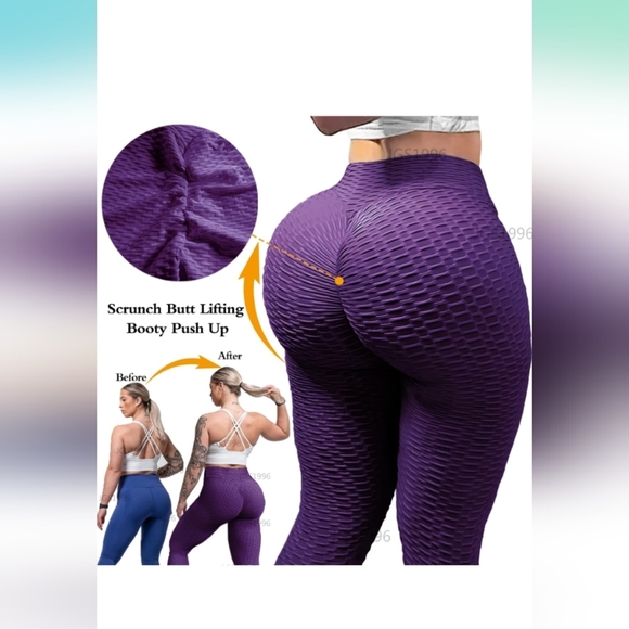 JGS1996 Butt Lifting Leggings Tummy Control Purple Size XL (New) - Picture 4 of 8